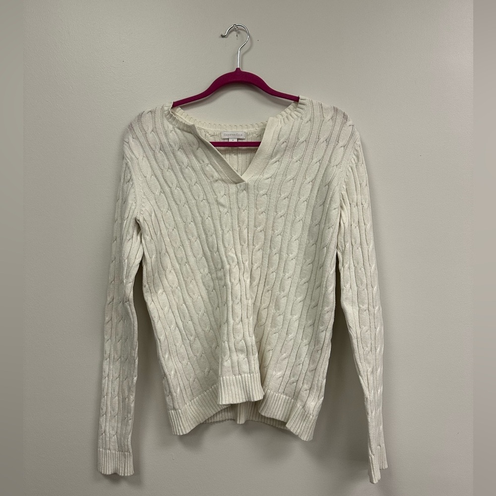 White cable knit cotton sweater in excellent condition